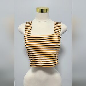 Cotton:On XL Yellow Striped Cropped Tank